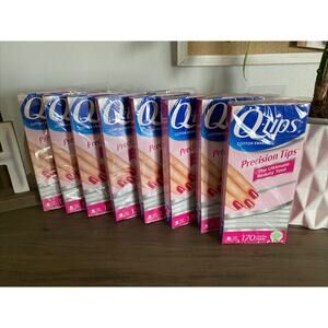 New Q-Tips Cotton Swabs Precision Tip 170 Count Beauty Tool - Lot Of 8